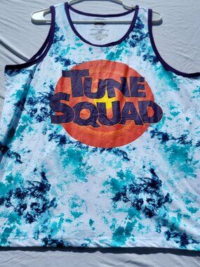 Space Jam Tune Squad Shirt Men's Size XL Tie Dye Tank Top White and Blue